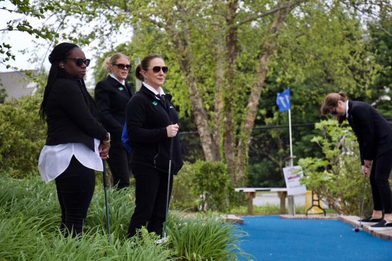 No need to fear, secret service is here! Complete with earpieces and the signature no-smile look, this patrol kept the grounds safe. Shown are (l-r) Sydney Johnson, Kayla Wegner, Maryann Smarte and Katy Cleary.