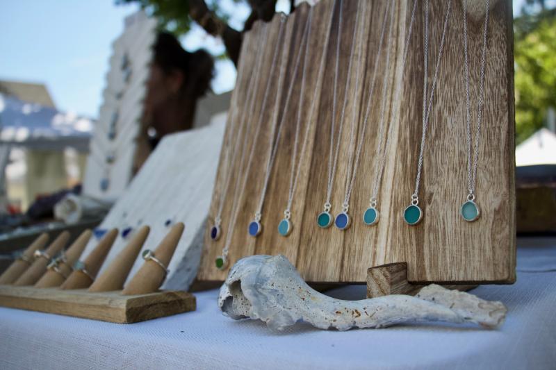 Ceire Parker, a member of SellColors Glass Studio & Gallery, features elegant necklaces among her sea glass crafts.