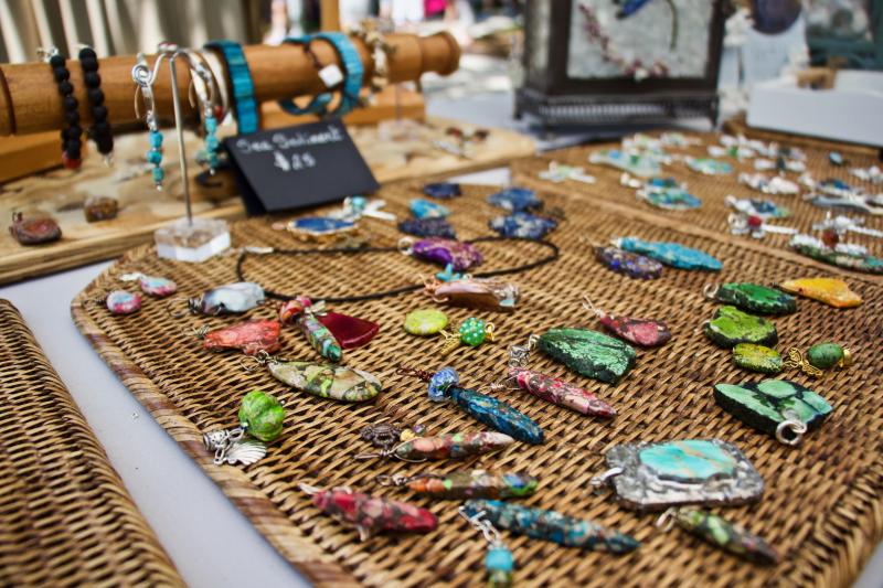 Heidi Blake, owner of Coastal Creations Sea Glass, says this jewelry is made from sea floor sediment that was dug up in England and contains several different elements of nature.