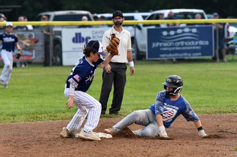 Lukin Jones slides safely into second for Lewes.