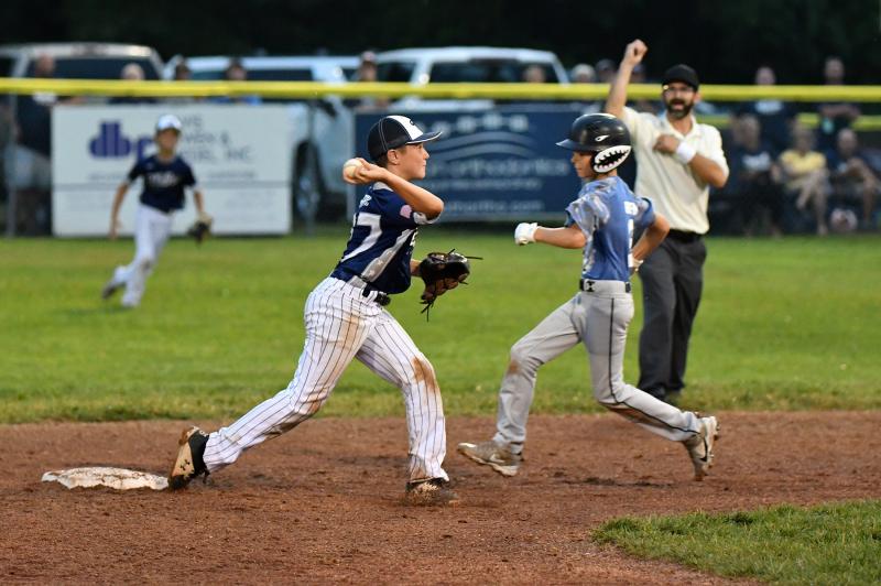Tynan Smith throws to first for a double-play attempt.