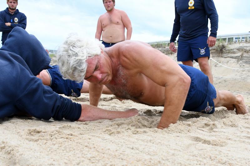 In the July lifeguard rookie test, Chris Perreca earned a top-five finish out of 20 in the push-up event. DAN COOK PHOTO