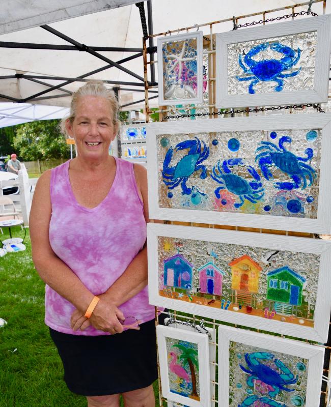Margie Samero’s stone crafts and glass art are always popular items at craft fairs. The artist lives in West Grove, Pa.