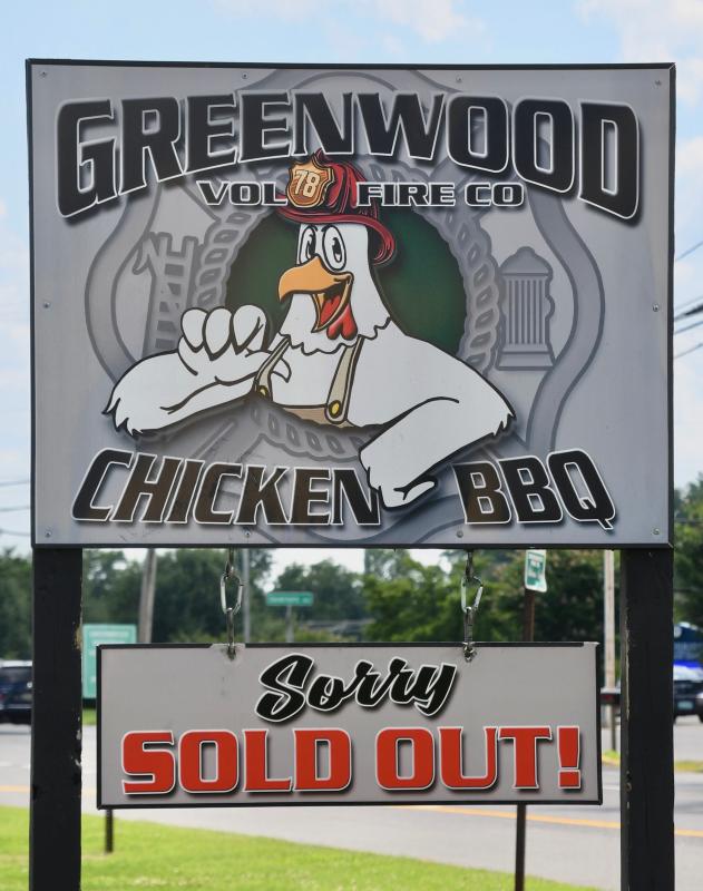 This sign is what people don’t want to see as they seek out Greenwood Volunteer Fire Company’s famous barbecue chicken.