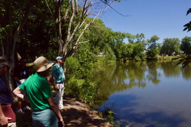 Checking out the Blockhouse Pond area are (l-r) Ed Zygmonski, Dave Beck, Evadne Giannini and Ed Hooker III. AARON MUSHRUSH PHOTO