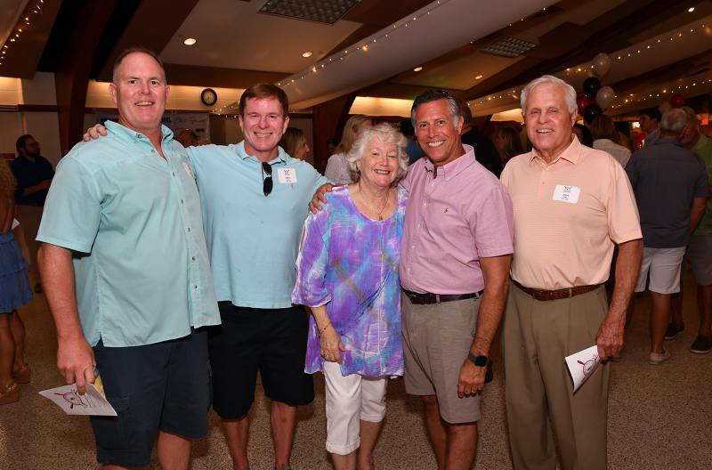 Shown having fun at the Lifeguard Ball are (l-r) Dan Sponaugle (1985-87), John Lord (1984-90), Patti Haas, Rep. Steve Smyk and John Lingo (1965-66).