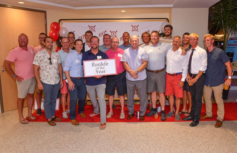 Past Rookies of the Year posed for a picture at the event. Shown are (l-r) Jeremy Bushweller, Jordan Lingo, Justin Anderson, Mark Williams, Mike Ricetteli, Patrick Boyle, Andrew Boyle, Dave Dillehay, Tom Boyle, James Hutton, Chris Brown, Jeff Conrad, Josh Walker, Bruce Craig, Ryan MacLeish, Jeff Giles, Dan MacLeish, Colin Fuchsluger and Bryon Rimmer.