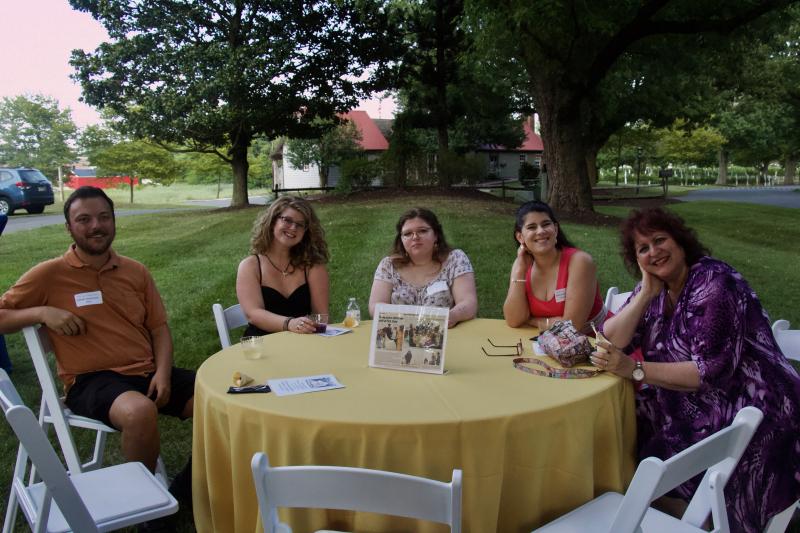 Shown (l-r) are current actors Ethan Jovanovic and Marantha Leigh with current instructor Fiona Dwyer, former actor Samantha Ricchiuti, and instructor Trudy Graboyes.