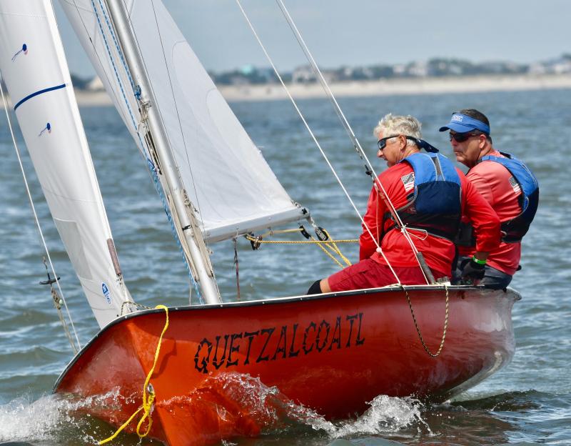 Skipper Paynter Ingram, right, and Bert Keller race to a third-place finish in the Mobjack regatta. They also received the Sportmanship Award.
