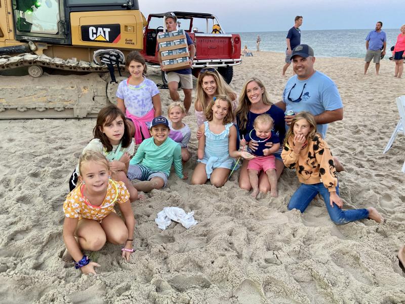 Families came together to enjoy the party. Gathered are (l-r) Addison Hubbs, Samantha Cook, Brandon Sander, Samantha Sander, Adriana Hubbs, Lindsay Hudson-Hubbs, Brielle Hubbs, Ashleigh Sander, Austin Sander, Dan Sander and Estella Megee. ELLEN DRISCOLL PHOTO