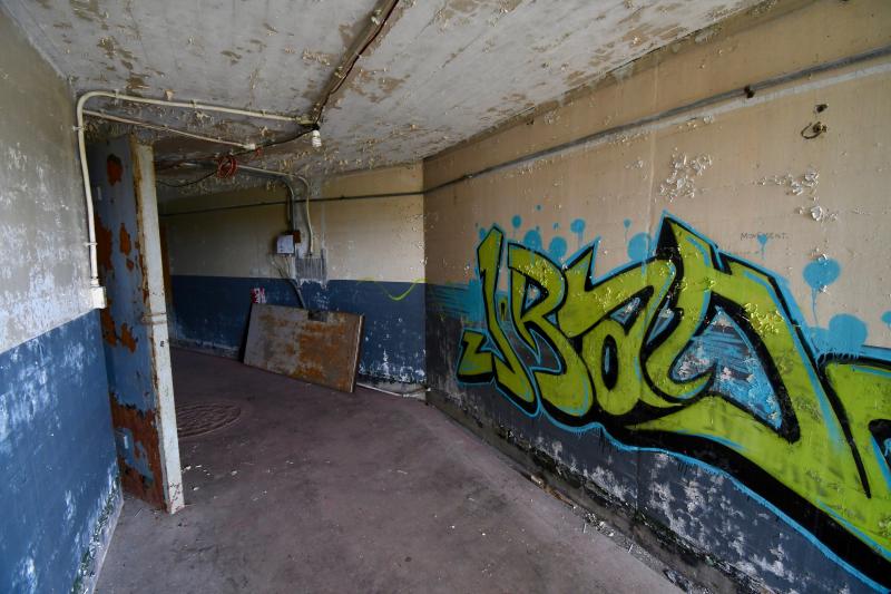 Over the years, vandals have left their mark on the walls of Battery Herring in Cape Henlopen State Park.