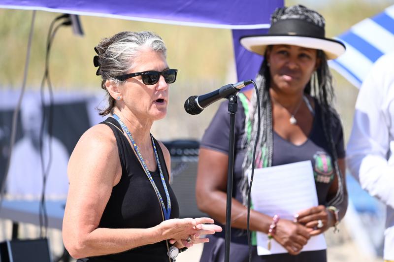 Lewes Parks and Marina Administrator Janet Reeves says the city is always working to be inclusive. Organizer Cynthia Clay listens intently in the background.