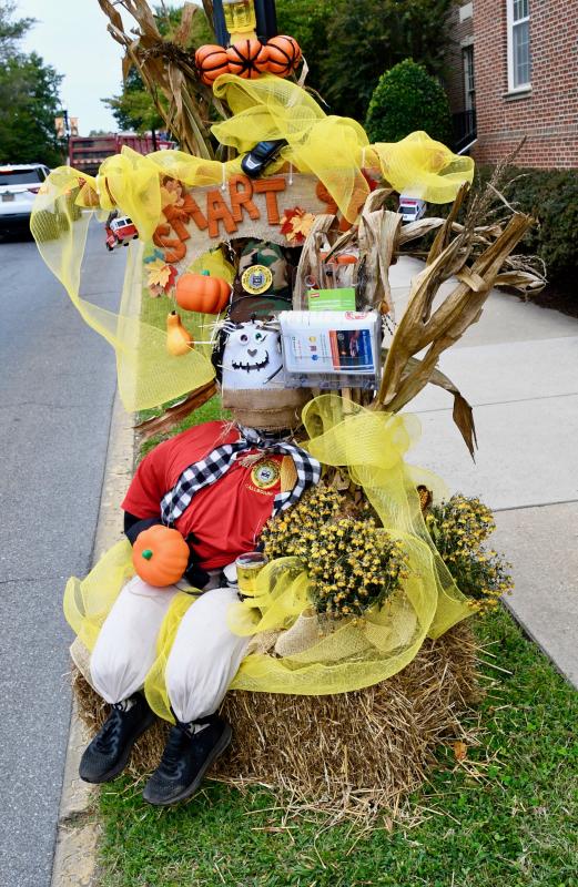 Sussex County Call Board employees have one of the most elaborate scarecrows that is also spreading the message of signing up for Smart 911.