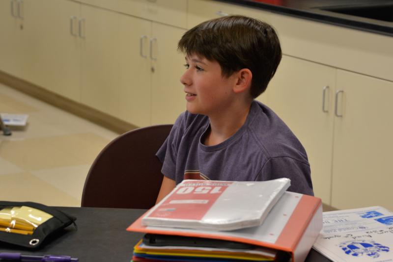 Mariner Middle sixth-grader Callum Aird smiles at a friend on the first day of school. SUBMITTED PHOTO