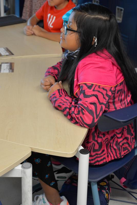 H.O. Brittingham Elementary student Daniela Vasquez-Tapia listens intently to first-day protocols. SUBMITTED PHOTO
