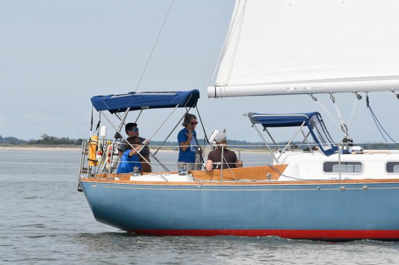 Iris, skippered by Hattie Warwick-Smith, prepares to start the annual race around the Delaware Breakwater. She and her crew took top honors in this year’s race.