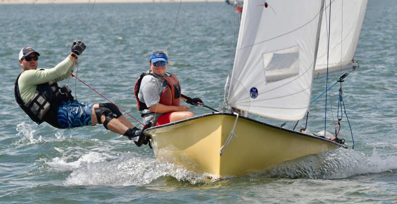 The Mobjack team of skipper Sarah Lester and crew Tony Ingram add another win to their record, taking first in the LYC Breakwater Sailing Race.