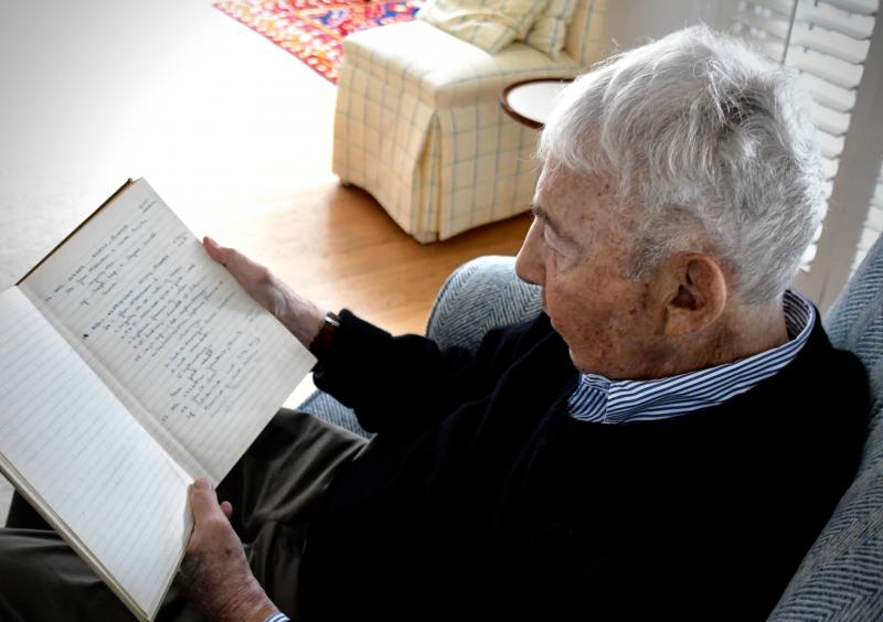 Dr. Mayer Katz finds the page with A.B. Grantham’s name in the detailed log he kept of every operation he performed in Vietnam. RON MACARTHUR PHOTO