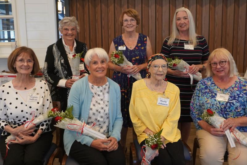 Coastal-Georgetown AAUW recent past presidents are in back (l-r) Penny Deiner, Kathleen Thompson and Cristi Gillean. In front are Virginia Sullivan, Linda Fisher, Marty Johnson and Betsy Baumeister.