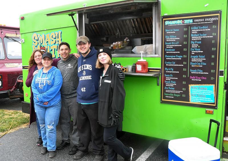 Employees of the SmashMouth Burgers food truck are (l-r) Melissa Naggy, Anna Kenney, Jesse Valdes, Andrewe Bilotti and Drew Ledsome.