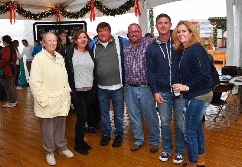 Enjoying the camaraderie at the event are Parsons’ mom Joanne, Michelle Ritter, Eric Ritter, Glenn Felker, John Dorman and Nicole Keller.