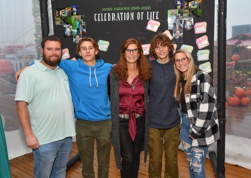 Nichole Parsons children came to support their mother and to honor Jamie. Shown are (l-r) Vincent Catalfamo, Holt Baker, Nichole Parsons , Cale Baker and Kayrose Catalfamo.