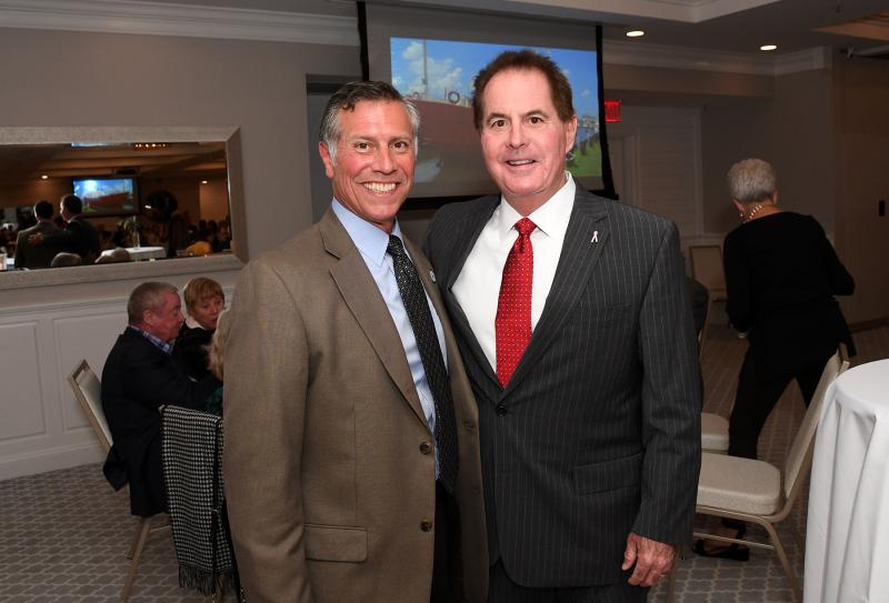 Rep. Steve Smyk, R-Milton, left, and Sussex County Councilman Mark Schaeffer have a conversation at the event.