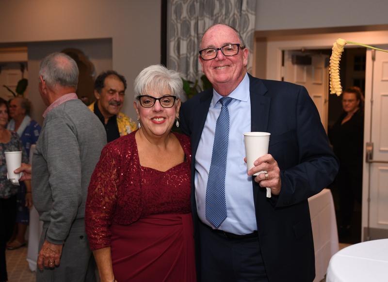 Enjoying the evening are Overfalls Foundation Secretary Maggie Bauer, left, and her husband Karl.