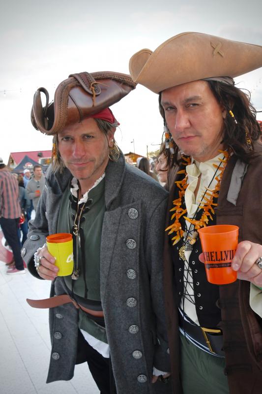 Avast, matey! Pirates Carl Horosz, left, and Jim Schmidt of Rehoboth Beach are hunting for treasure, or brews if they find them first.