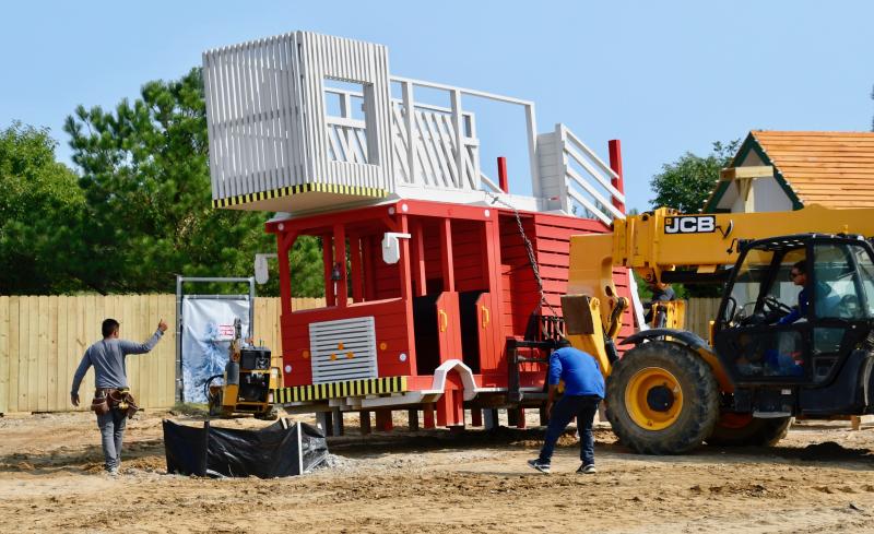 New handmade wooden playground equipment is being added to the expanded children’s area at Schellville.