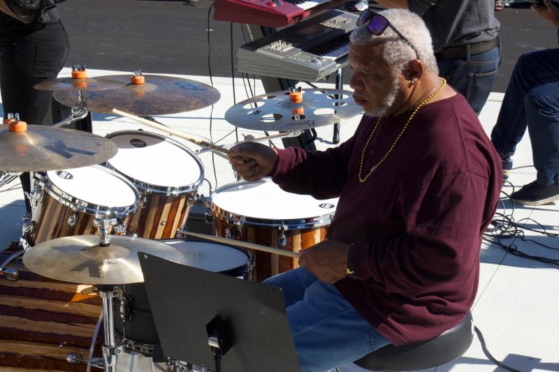 Drummer Trev Rivers treats the crowd to a stunning exhibition of sound on his beautiful retirement gift.