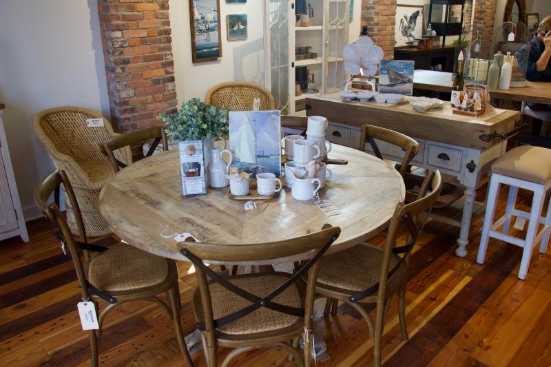 Everything displayed in the store is for sale. Old Wood Delaware ordered the chairs from another vendor, but made the table itself.