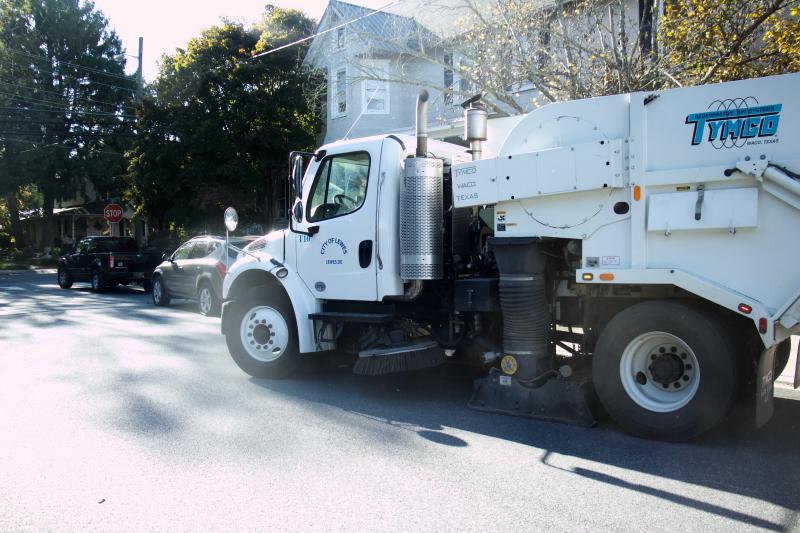 A City of Lewes street sweeper cleaning Dewey Avenue Oct. 20. Maintaining the right of way could help with the overall maintenance of the city, decreasing unnecessary hazards.
