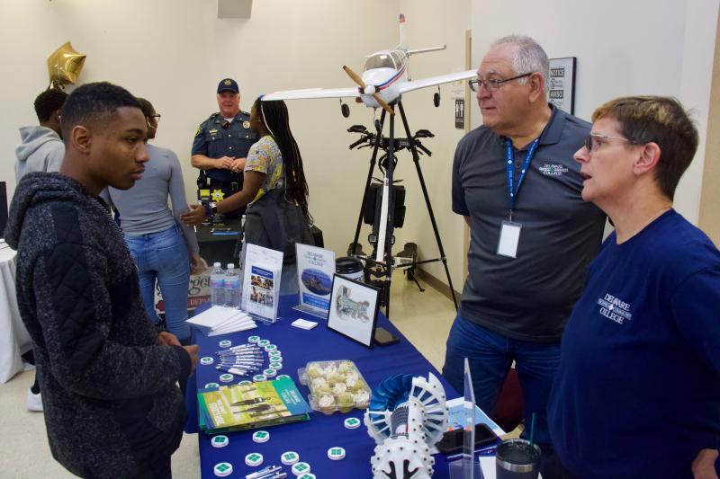Bryce Boe discusses the aviation degree programs offered at Delaware Technical Community College with Program Director Scott Simon and Maria O’bara. Simon says the demand for graduates in the field is currently so high that jobs are being offered before graduation.