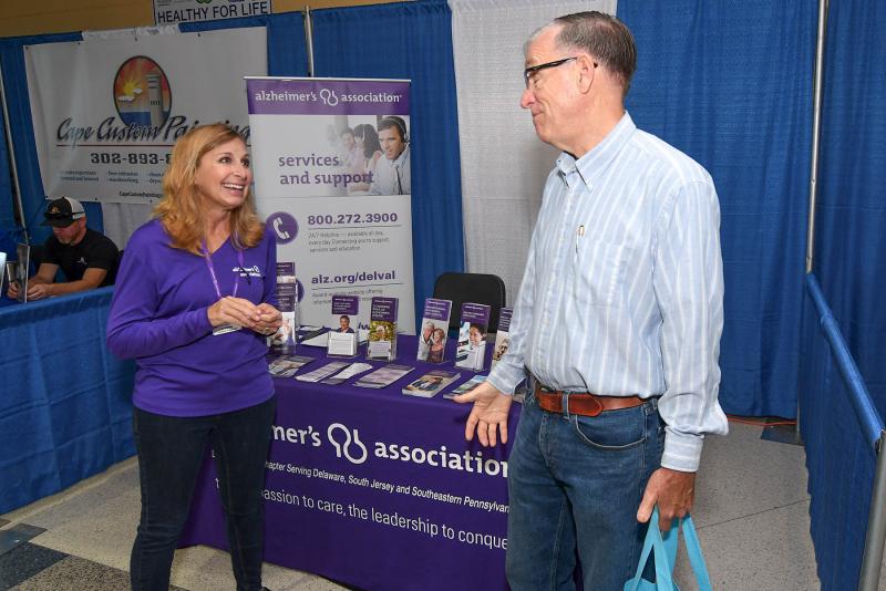 Bruce Mellen of Lewes gets Alzheimer’s information from Elizabeth Phillips of the Alzheimer's Association.