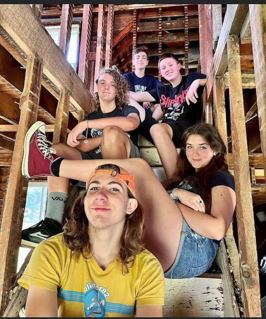 Teenage Satellites comprises (back to front) Brayden Whitten, Jase Truitt, Jasper Isaacs, Anna Currence and Jamie Whitten. SUBMITTED PHOTO