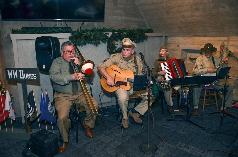 Music from the 1940s was provided by the World War Tunes group. Shown are (l-r) Lee Knier, Frank Nanna, and Carole and Lenny Wolek.