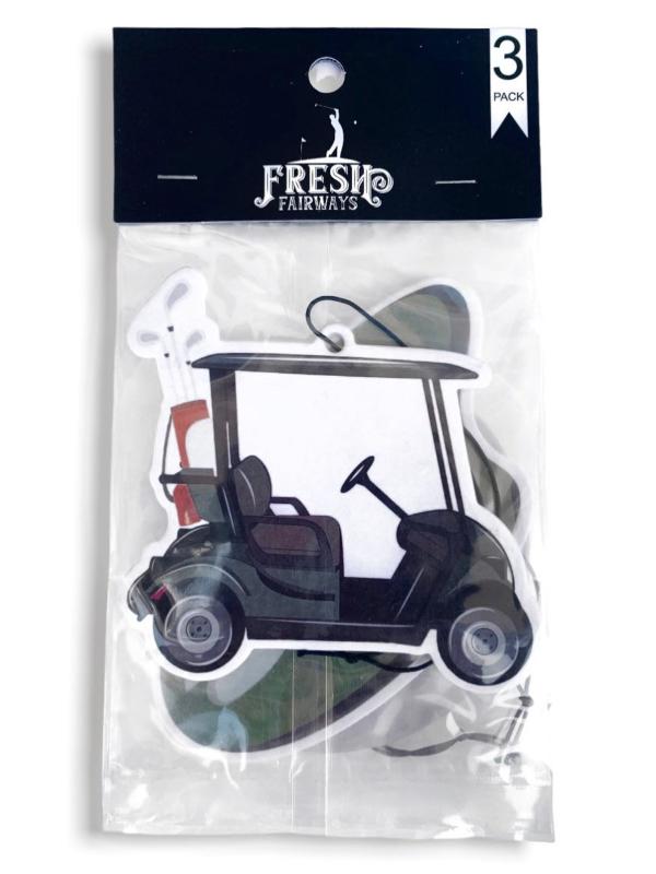 Fresh Fairways hanging air fresheners come in a three-pack. The only two scent options are called Midnight Ice and Cold Water. SOURCE: ETSY