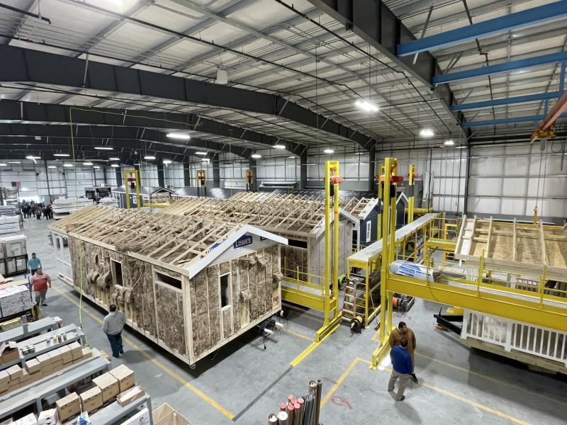 The construction area at Great Outdoor Cottages is a 45,000-square-foot assembly line where park models are built from start to finish.