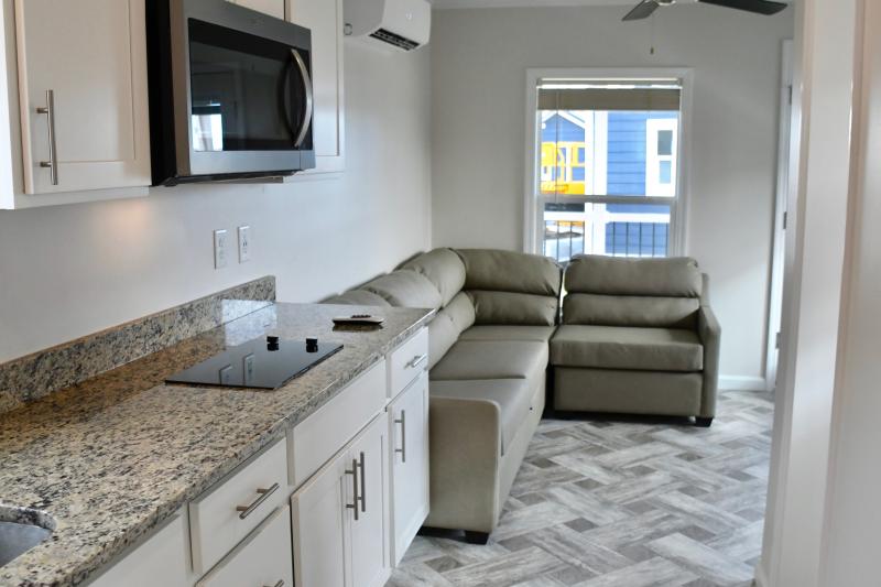 Park models, which have become very popular rental units in campgrounds, average about 350 square feet with a kitchen, bathroom, eating area and two bedrooms.