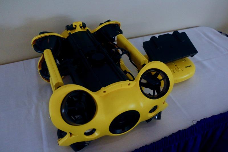 Underwater drones like this one can be used to take pictures and visually study the Delaware Bay and other bodies of water. More complex robotics have arms and the ability to collect samples.