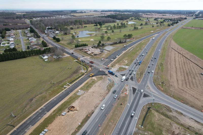 Work to build the Route 1-Route 16 grade-separated interchange will take place throughout 2023. Two other interchanges are planned at the Cave Neck Road and Minos Conaway Road intersections. NICK ROTH PHOTO