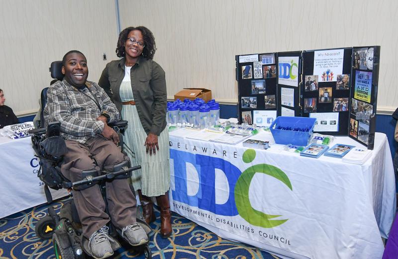 Emmanuel Jenkins, left, and Marissa Castello presented information about the Delaware Developmental Disabilities Council.