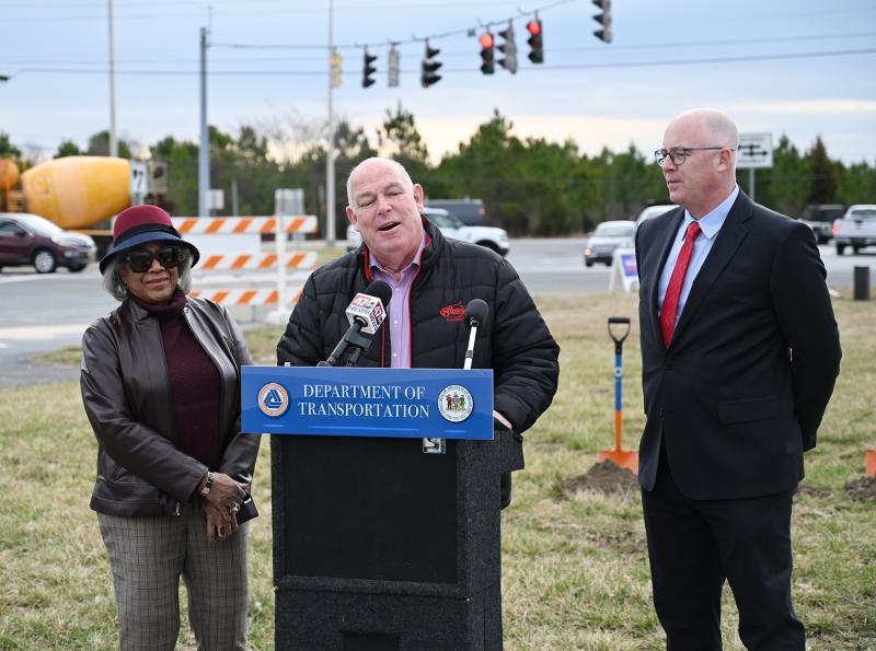 Speaker of the House Rep. Pete Schwartzkopf, D-Rehoboth Beach, talks about the need to make Malfunction Junction functional. He’s flanked by Rep. Stell Parker Selby, D-Milton, and Sen. Russ Huxtable, D-Lewes.