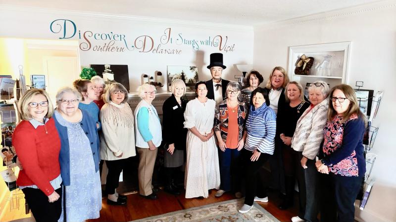 DAR Maj. Nathaniel Mitchell Chapter meeting attendees shown are (l-r) Karen Parker, Norma Frost, Melissa Rust, Fay Rust, Margie Wallace, Alice Min, Carol Evans, Judith Schlott, historian Karl Haller, Babs Crowell, Marcia Hilovsky, Marjorie Adkins, Lara Whitehead, Adrienne Donaway, Glenda Scott and Libby Tingle. SUBMITTED PHOTOS