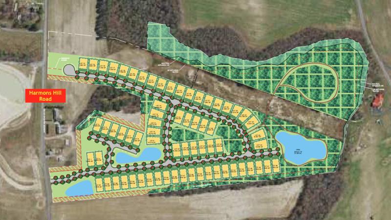 Armada would contain 67 lots on a 47-acre parcel along Harmons Hill Road across from the entrance to the Independence community. GEORGE, MILES, BUHR GRAPHIC
