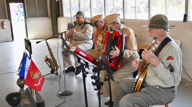 The WWIIunes provide music from the 1940s throughout the day in the Fort Miles orientation building.