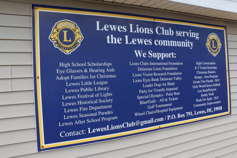 Nonprofits, like the Lewes Lions Club, are permitted to display their logos and branding on and around items they have donated. Commissioners noted the Lewes Lions Club donates substantial amounts of money to a number of entities, including the City of Lewes.