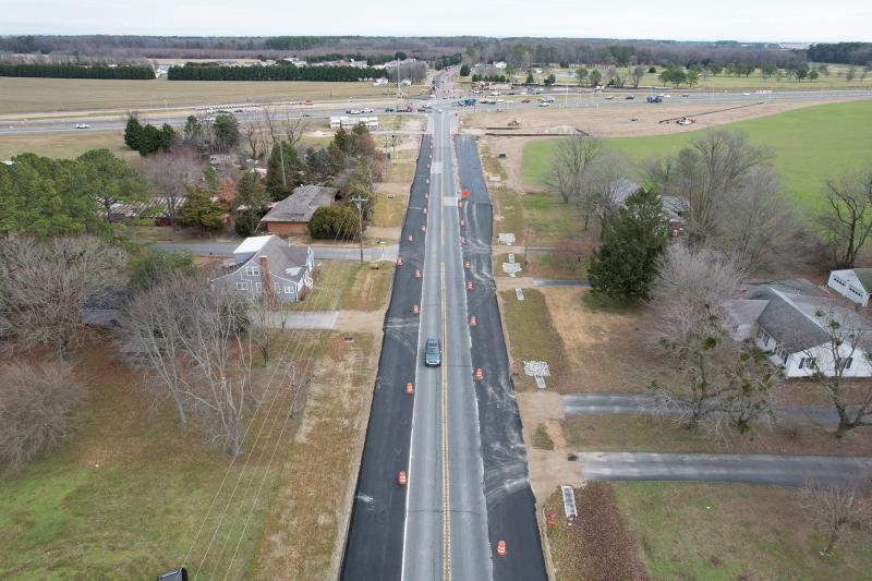 There are plenty of traffic cones in the area of Route 16 and Route 1, as work continues on a grade-separated intersection. This photo, taken in January, shows work to widen Route 16 east of Route 1. NICK ROTH PHOTO