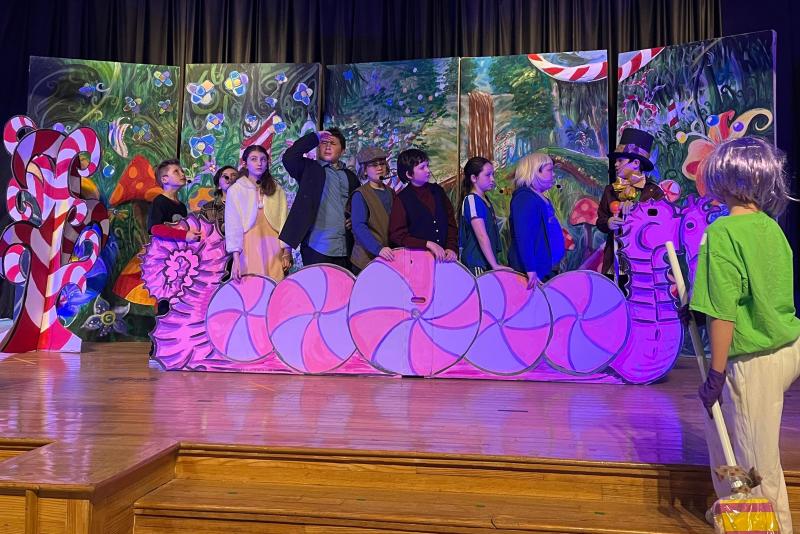 Taking a ride on the pink dragon boat are (l-r) Eddie Schultze, Bailey Vail, Kyra Mann, Gio Penawell, Adrian Santiago, Ethan Baranowski, Addyson Reading, Bella Hittle, Charlie Albitz and Lydia Brown.